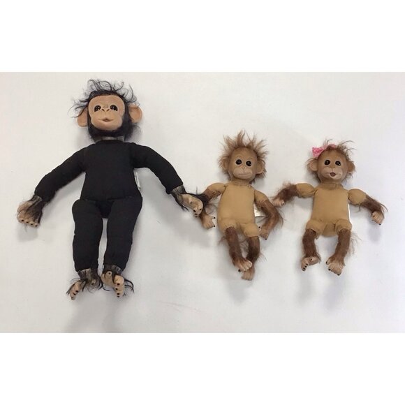Cindy Sales Baby Chimp Doll “Little Ubu” and “Double Trouble” Twins 🐒 - Picture 1 of 10